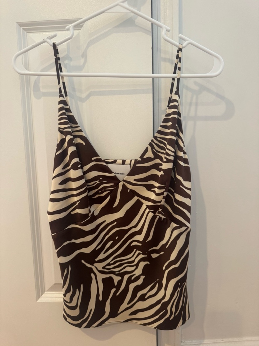 Reformation Brown and Cream Zebra Print Camisole